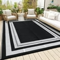 thumbnail image 1 of Gavee 8'x10' Waterproof Outdoor Rug, Reversible Patio Area Rug Indoor Outdoor Carpet, Plastic Modern Geometric Carpet for RV Camping Deck Balcony, Porch, Picnic, with Storage Bag, Black and White, 1 of 8