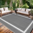 thumbnail image 1 of Gavee 8'x10' Waterproof Outdoor Rug, Reversible Patio Area Rug Indoor Outdoor Carpet, Plastic Modern Geometric Carpet for RV Camping Deck Balcony Porch Picnic, Gray White, 1 of 9