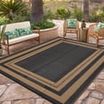 thumbnail image 1 of Gavee 9'x12' Waterproof Outdoor Rug, Reversible Patio Area Rug Indoor Outdoor Carpet, Plastic Modern Geometric Carpet for RV Camping Deck Balcony, Porch, Picnic, with Storage Bag, Black and Brown, 1 of 6