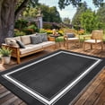 thumbnail image 1 of Garvee 9'x12' Waterproof Outdoor Rug, Reversible Patio Area Rug Indoor Outdoor Carpet, Plastic Modern Geometric Carpet for RV Camping Deck Balcony Porch Picnic, Black and White, 1 of 8