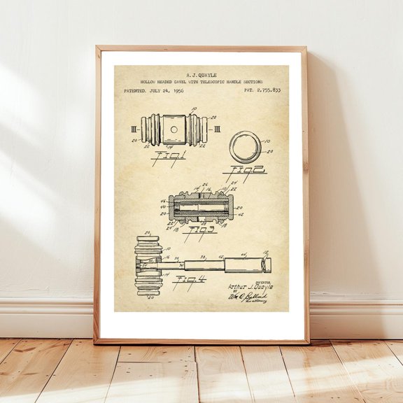 Gavel Patent Law Wall Art Print, Unframed Paper Poster 8x10in