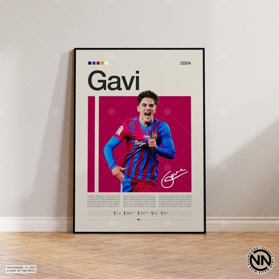 Gavi Barcelona Soccer Gifts Football Player Wall Decor Sports Bedroom, Unframed Poster