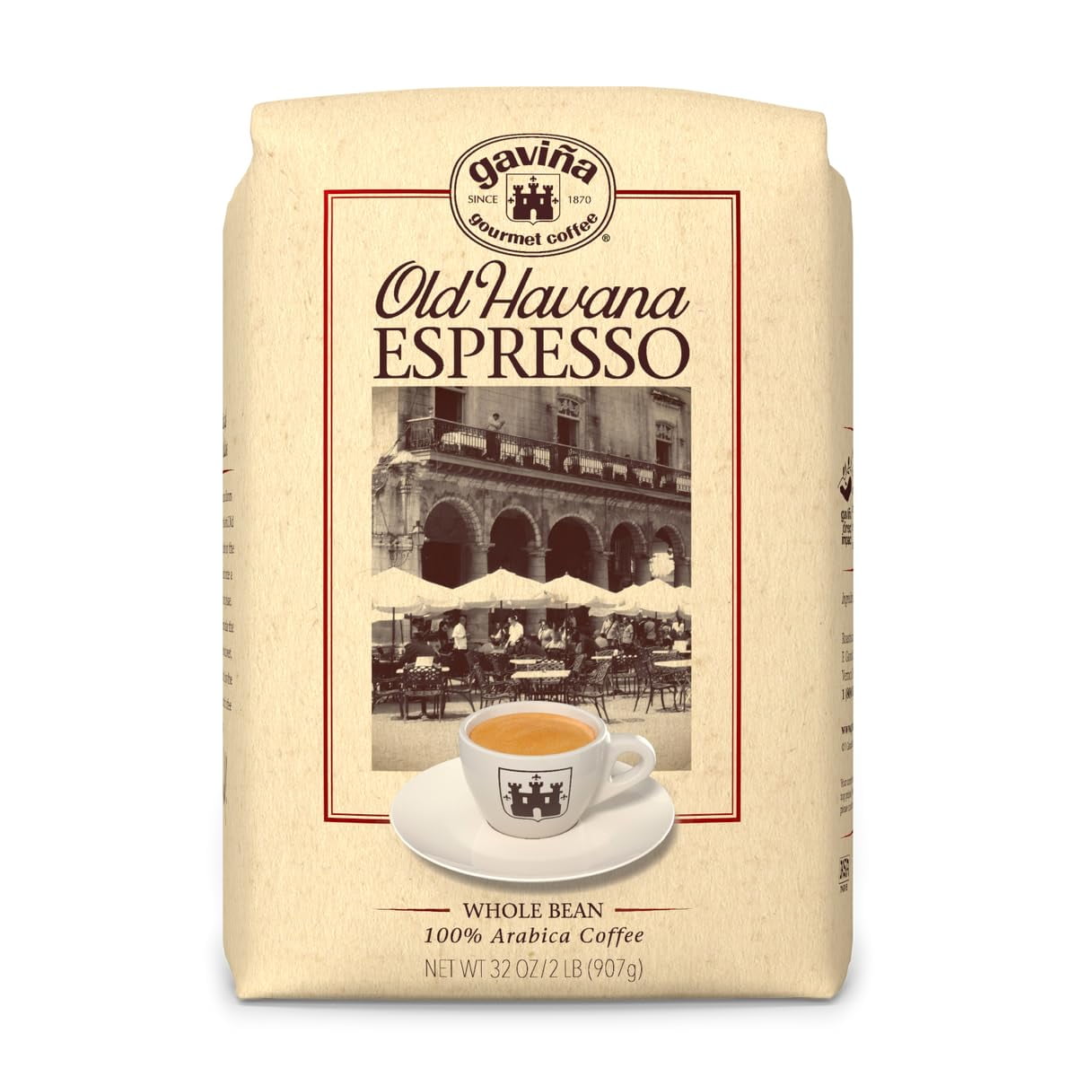 Gaviña Old Havana Espresso Whole Bean Coffee, Medium-Dark Roast, Nutty and Sweet, 32 oz Bag Visit the Gavina Store