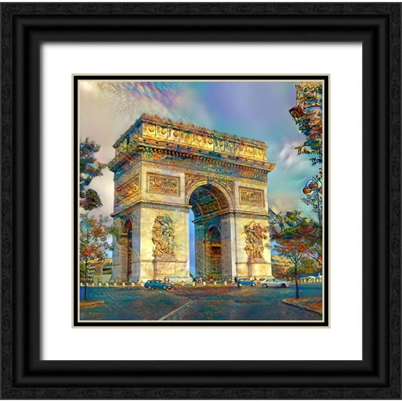 Gavidia, Pedro 12x12 Black Ornate Wood Framed with Double Matting Museum Art Print Titled - Paris France Arc de Triomphe