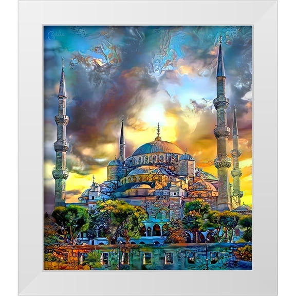 Gavidia, Pedro 12x13 White Modern Wood Framed Museum Art Print Titled - Istanbul Turkey Blue Mosque