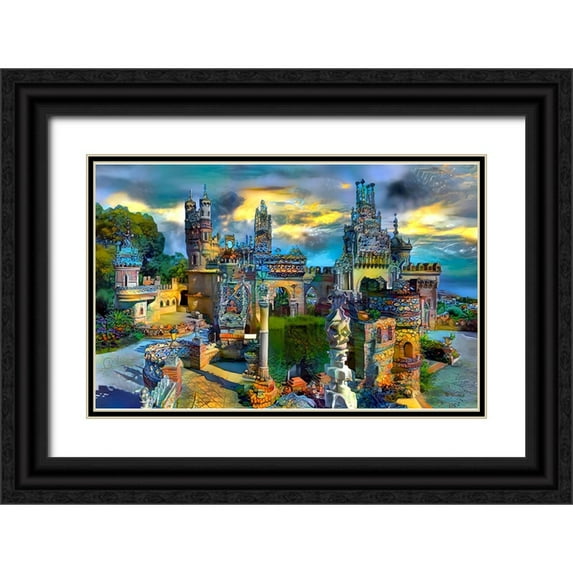 Gavidia, Pedro 14x10 Black Ornate Wood Framed with Double Matting Museum Art Print Titled - Benalmadena Spain Colomares Castle