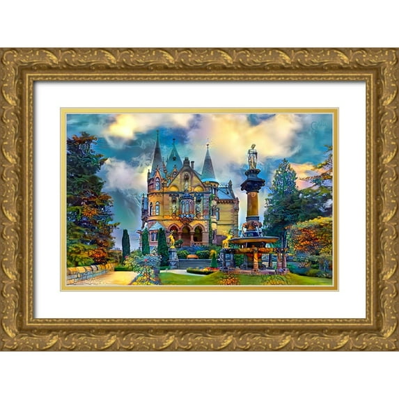 Gavidia, Pedro 14x10 Gold Ornate Wood Framed with Double Matting Museum Art Print Titled - Germany Konigswinter Schloss Drachenburg Castle