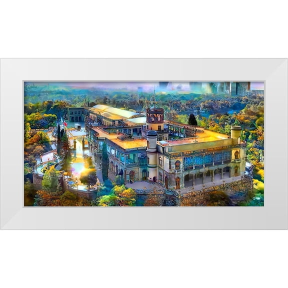 Gavidia, Pedro 18x11 White Modern Wood Framed Museum Art Print Titled - Mexico City Chapultepec Castle