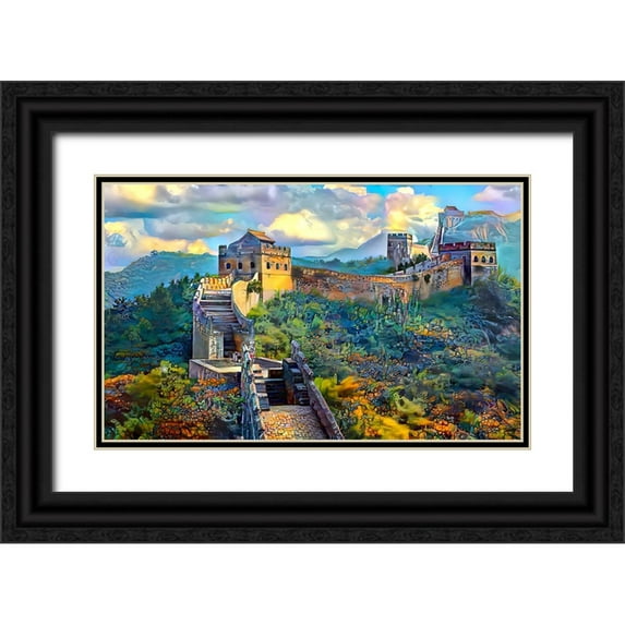 Gavidia, Pedro 18x13 Black Ornate Wood Framed with Double Matting Museum Art Print Titled - Great Wall of China