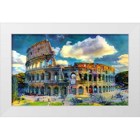 Gavidia, Pedro 18x13 White Modern Wood Framed Museum Art Print Titled - Rome Italy Colosseum Ver1
