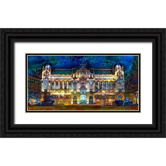 Gavidia, Pedro 24x14 Black Ornate Wood Framed with Double Matting Museum Art Print Titled - Hungary Budapest Gresham Palace
