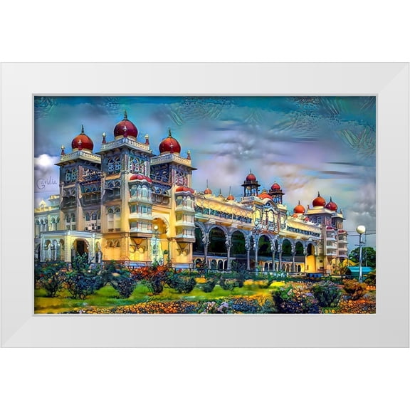 Gavidia, Pedro 24x17 White Modern Wood Framed Museum Art Print Titled - Mysore India Royal Palace