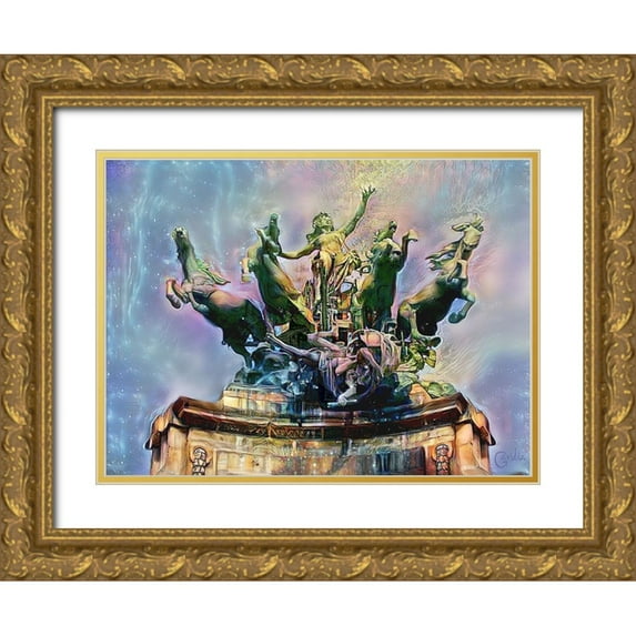 Gavidia, Pedro 24x19 Gold Ornate Wood Framed with Double Matting Museum Art Print Titled - Paris France Quadriga at Grand Palais