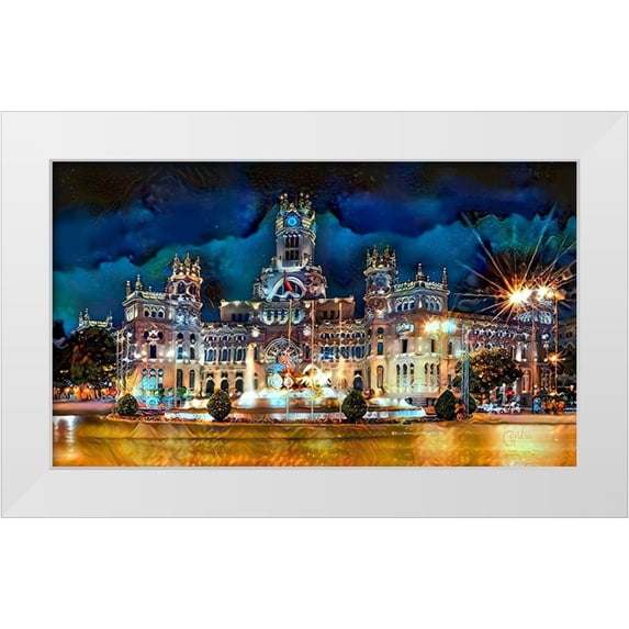 Gavidia, Pedro 32x20 White Modern Wood Framed Museum Art Print Titled - Madrid Spain Cibeles Palace