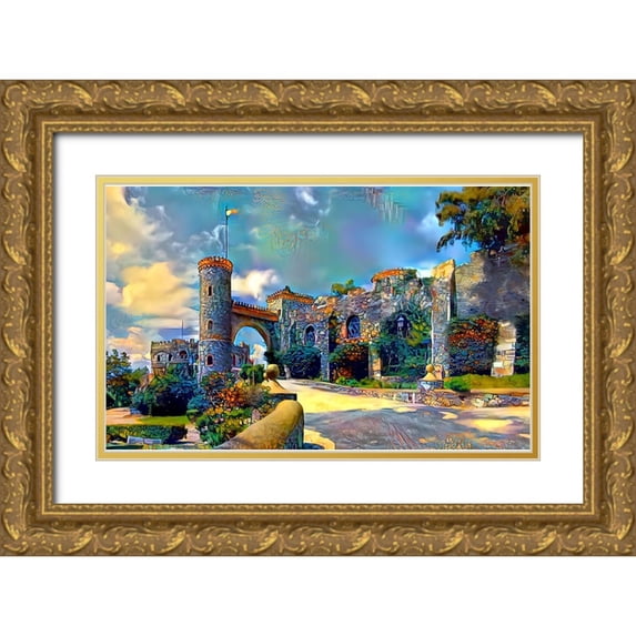 Gavidia, Pedro 32x21 Gold Ornate Wood Framed with Double Matting Museum Art Print Titled - Guanajuato Mexico Castillo de Santa Cecilia entrance