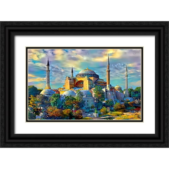 Gavidia, Pedro 32x22 Black Ornate Wood Framed with Double Matting Museum Art Print Titled - Istanbul Turkey Hagia Sophia
