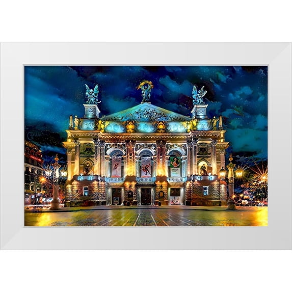Gavidia, Pedro 32x22 White Modern Wood Framed Museum Art Print Titled - Leopolis Ukraine Opera