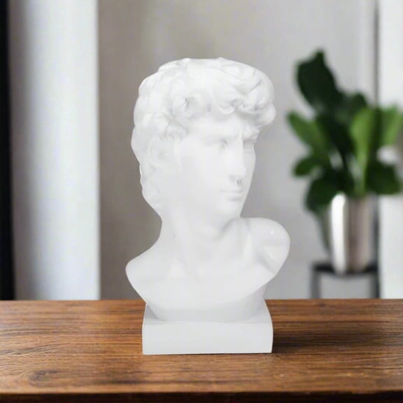 Gaviel White Resin Abstract Head Sculpture, Matte Finish Modern Home Decor Accent