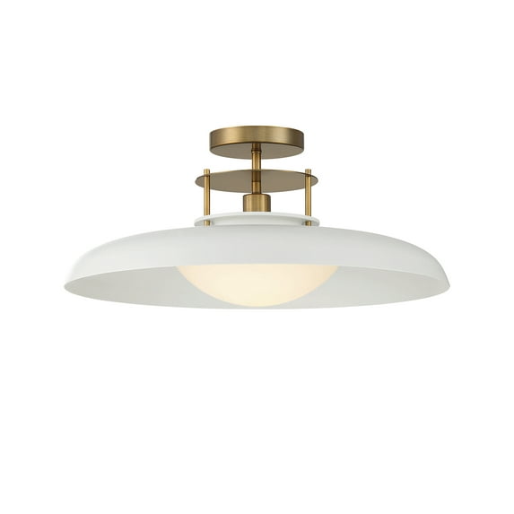 Gavin 1-Light Ceiling Light in White with Warm Brass Accents