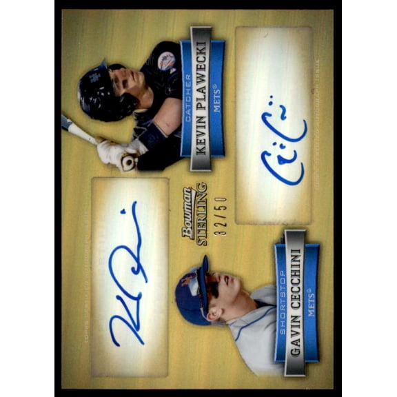 Gavin Cecchini/Plawecki 2012 Bowman Sterling Dual Autographs Gold Refractors #PC