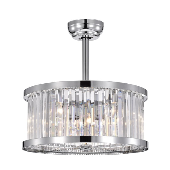 Gavin Chrome 19-Inch 4-Light Metal & Crystal Drum Shade Fandelier