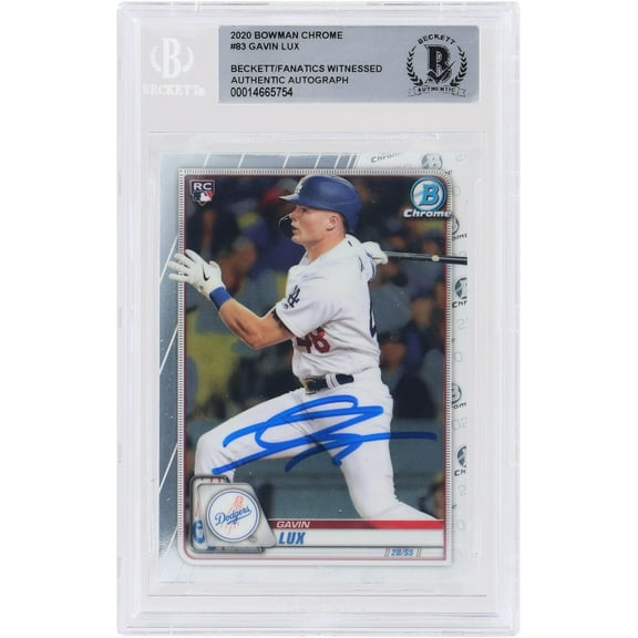 Gavin Lux Los Angeles Dodgers Autographed 2020 Bowman Chrome #83 Beckett Fanatics Witnessed Authenticated Rookie Card - Fanatics Authentic Certified