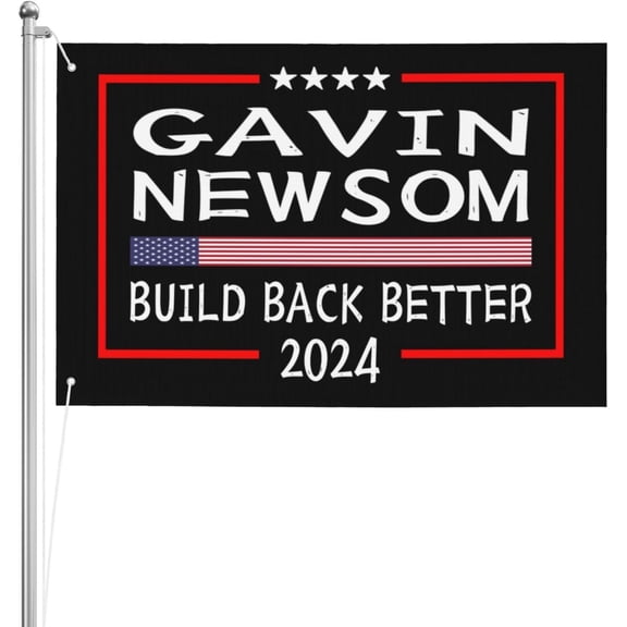 Gavin Newsom 2024 For President Campaign Double-Sided 3ply 2x3FT Outdoor Flag - Heavy-Duty Polyester for Indoor and Outdoor Use