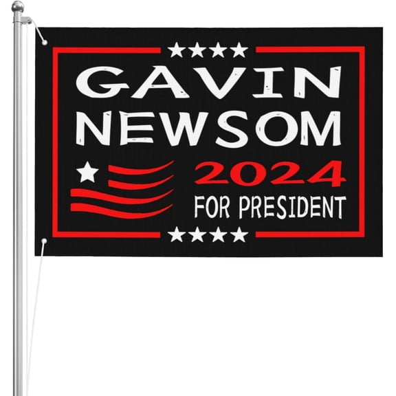 Gavin Newsom 2024 For President Campaign Double-Sided 3ply 2x3FT Outdoor Flag - Heavy-Duty Polyester for Indoor and Outdoor Use