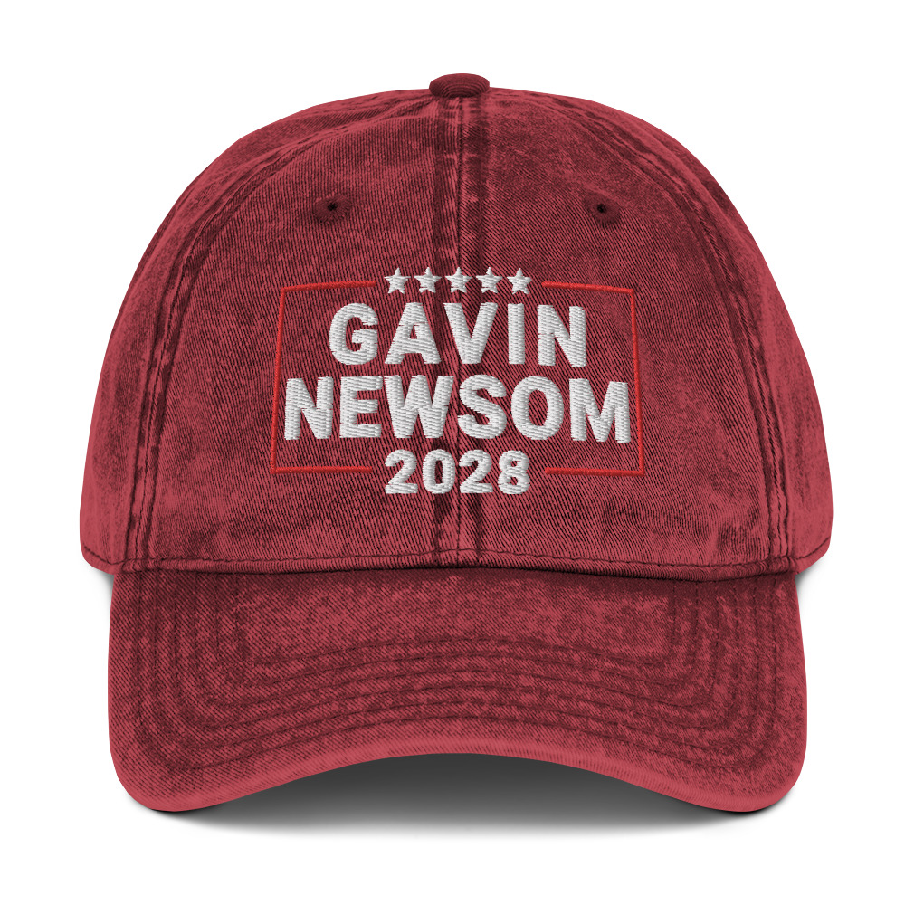 Gavin Newsom For President Embroidered Vintage Cap, Gavin Newsom 2028