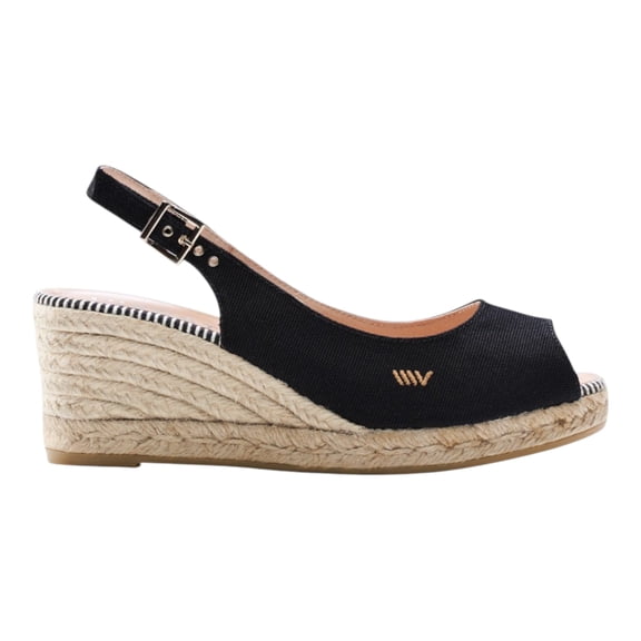 Gavina Canvas Espadrille Sandal Wedges - Black / 6.5