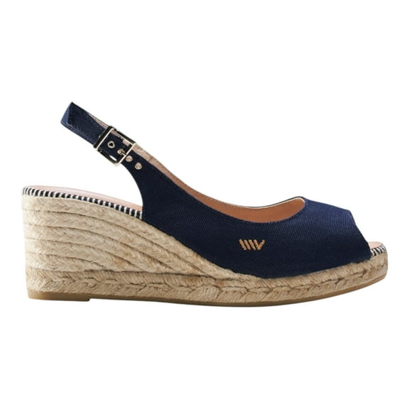 Gavina Canvas Espadrille Sandal Wedges - Navy Blue / 10