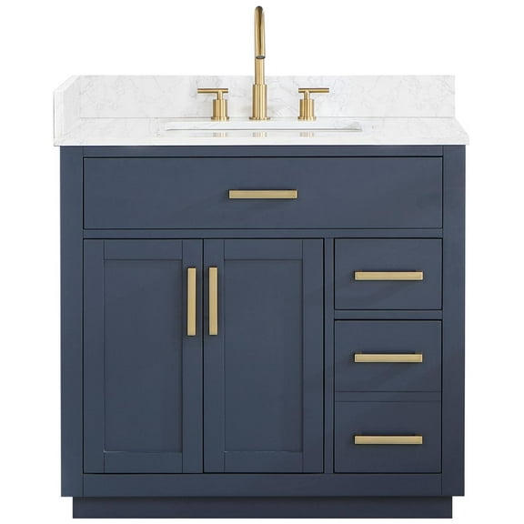 Altair Gavino 36" Wood Vanity in Royal Blue with Composite Stone Top No Mirror