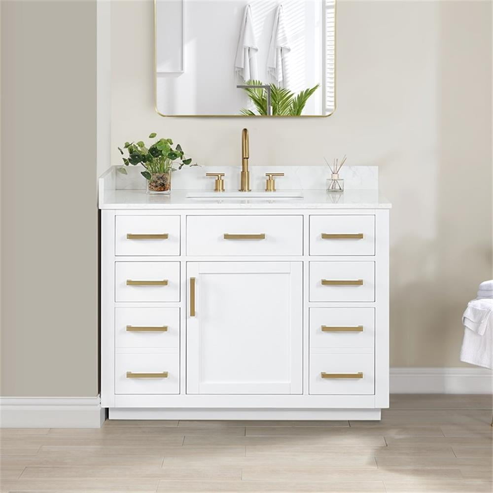 Gavino 42" White Wood Vanity with Composite Stone Top
