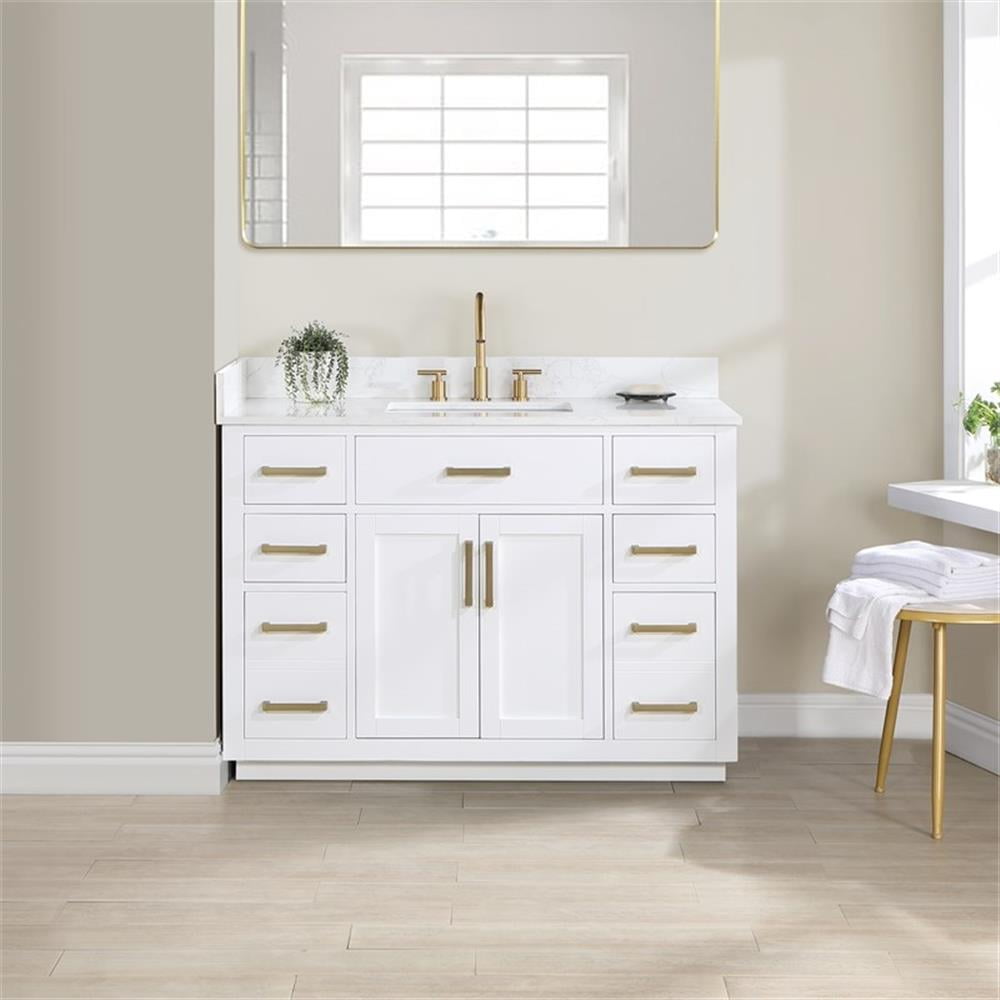 Gavino 48" White Wood Vanity with Composite Stone Top