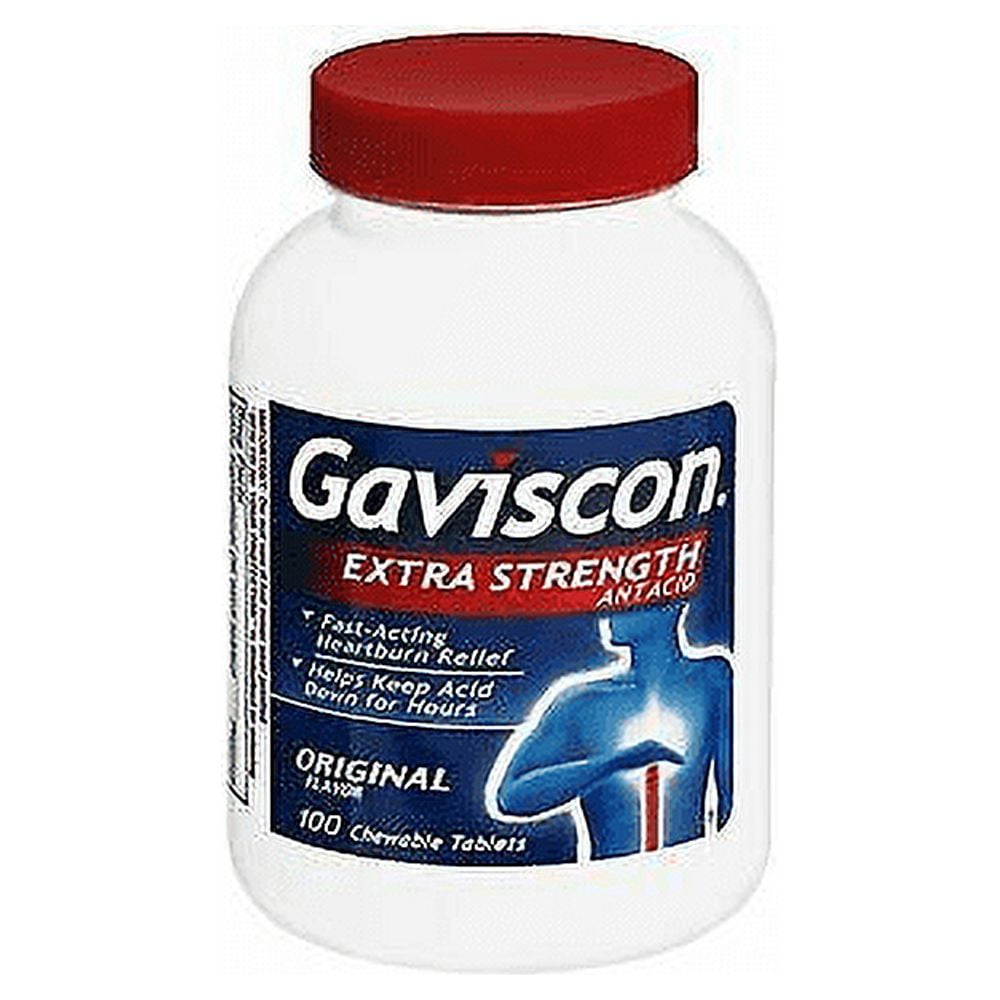 Gaviscon Extra Strength Chewable Antacid Tablets, Heartburn Relief, 100