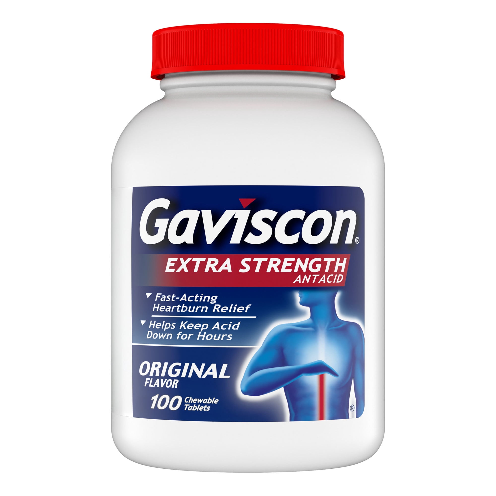 ​​Gaviscon Extra Strength Antacid Chewable Tablets for Fast-Acting Heartburn Relief, Original Flavor, 100 Count​