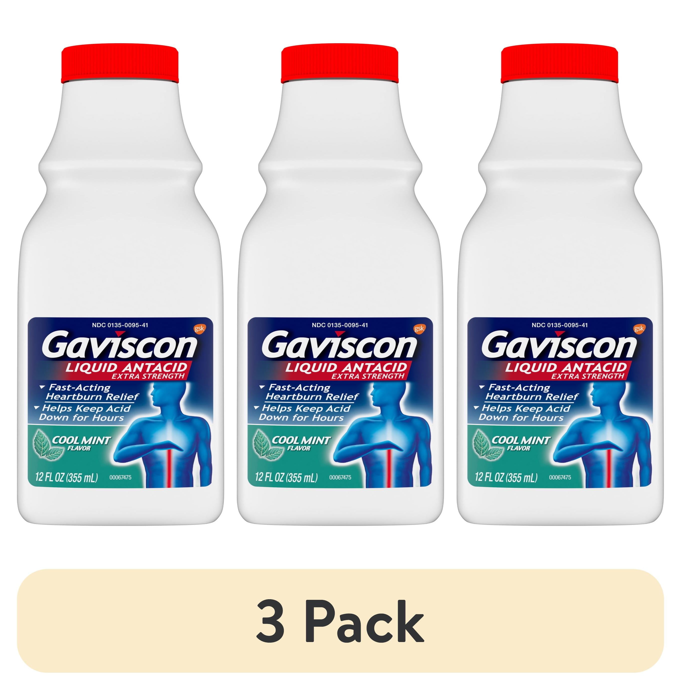 (3 pack) Gaviscon Extra Strength Heartburn Relief Antacid Liquid, Cool Mist, 12 Oz