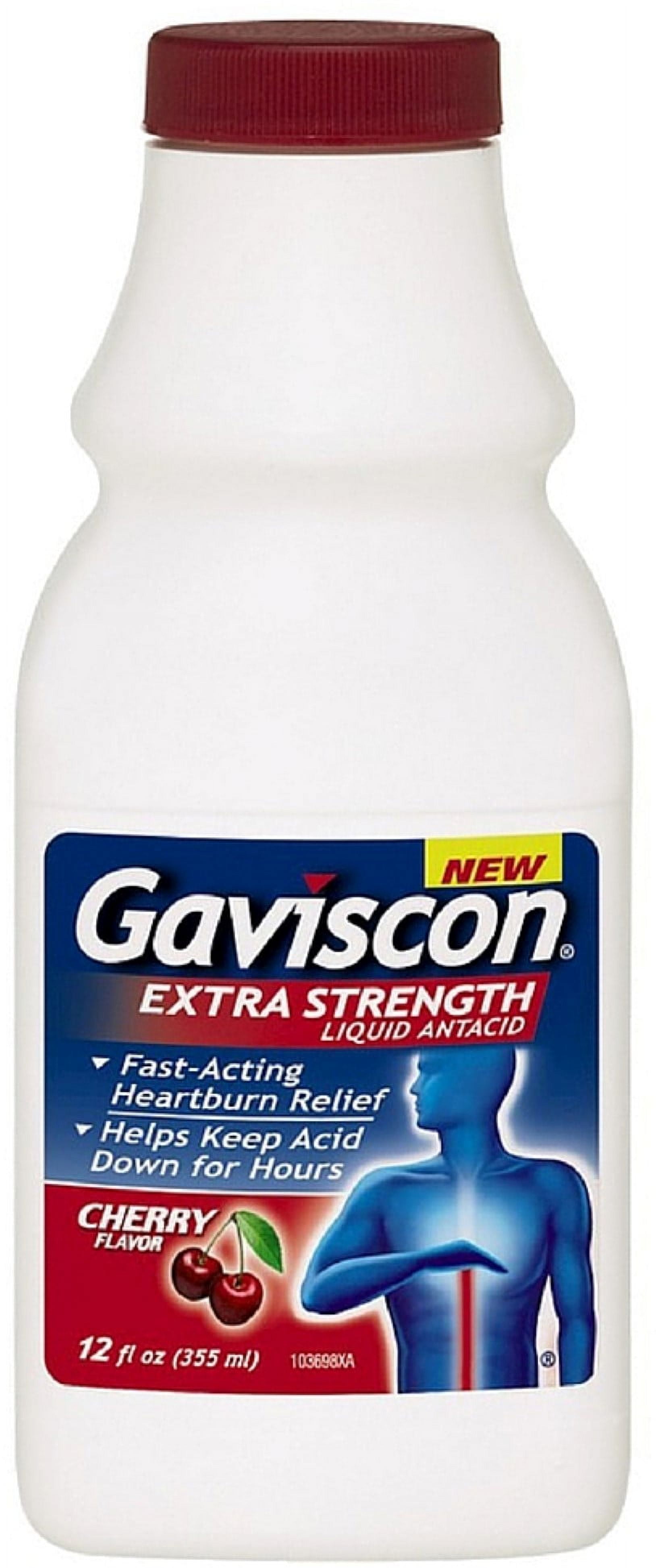Gaviscon Extra Strength Liquid Antacid, Cherry Flavor 12 oz (Pack of 6