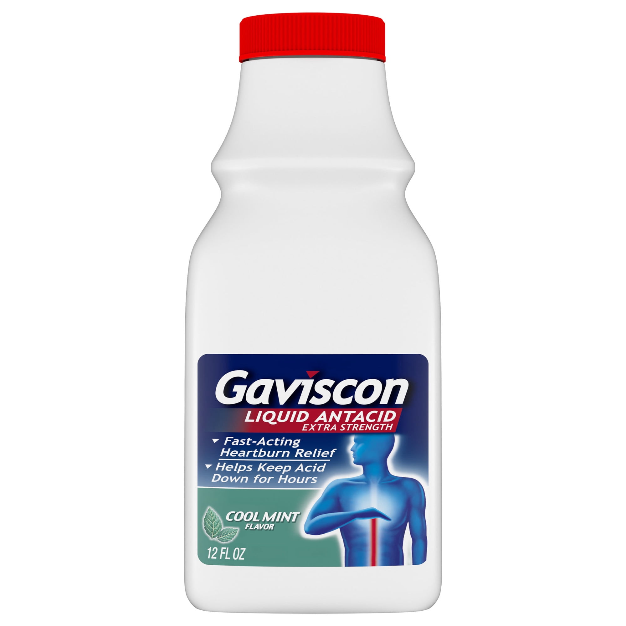 Gaviscon Extra Strength Liquid Antacid for Fast-Acting Heartburn Relief, Cool Mint Flavor, 12 Fl Oz