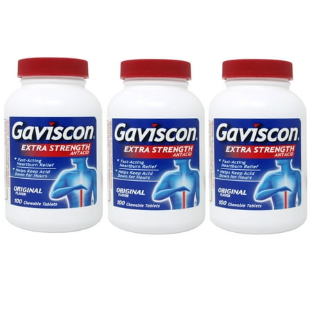 Gaviscon Tablets Extra Strength Original Flavor 100 Tablets (Pack of 3)
