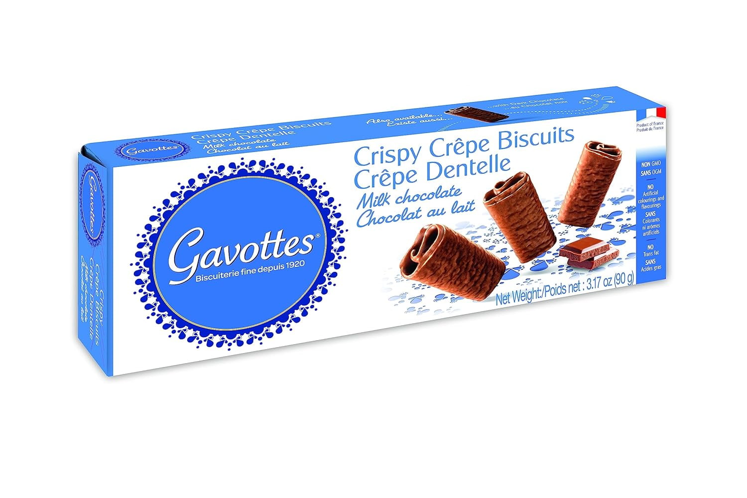 Gavottes Milk Chocolate Crepe Dentelle Cookies 90 gram box, French Crepes by Loc Maria