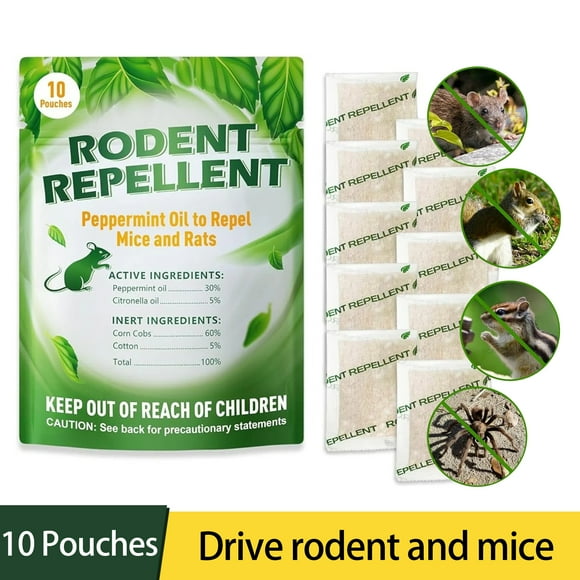 Gaway Indoor Mice Repellent Natural Peppermint Mouse Repellent Pouches 10 Pack Rat Repellent for Car Engines, House