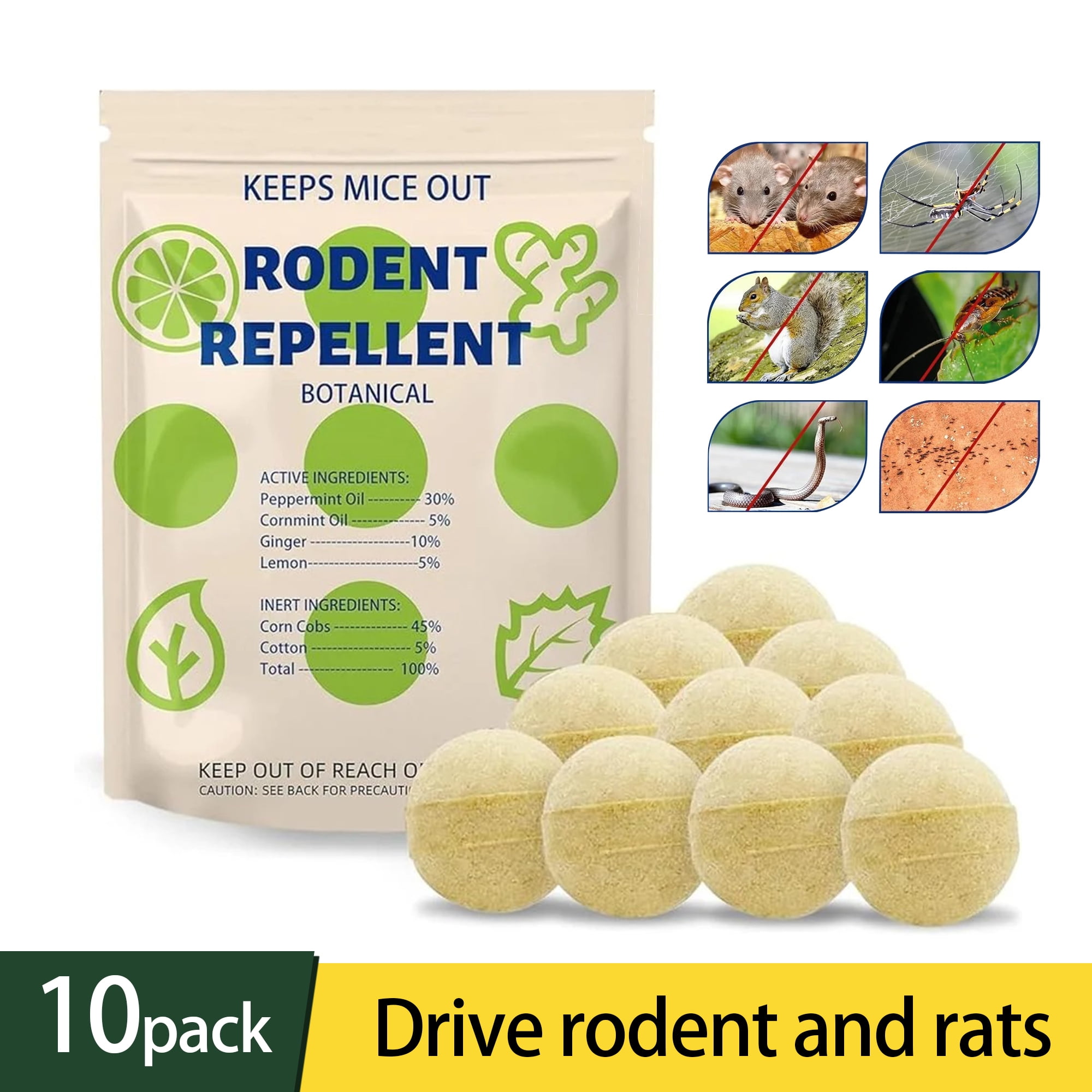 Gaway Mouse Repellent Balls Peppermint Rats Deterrent Indoor Rodent Repellent for House Mint