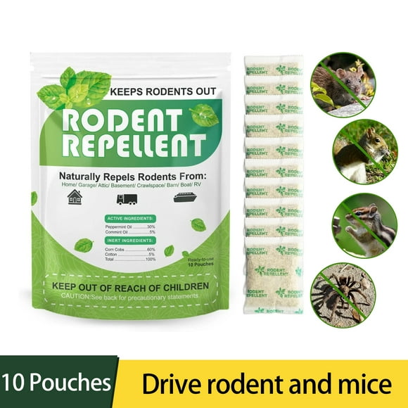Gaway Mouse Repellent Pouches, Peppermint Oil to Repel Mice and Rats, Rodent Deterrent Squirrel Rat Repellent for House Indoor Attic RV Garage Basement 10 Pouches