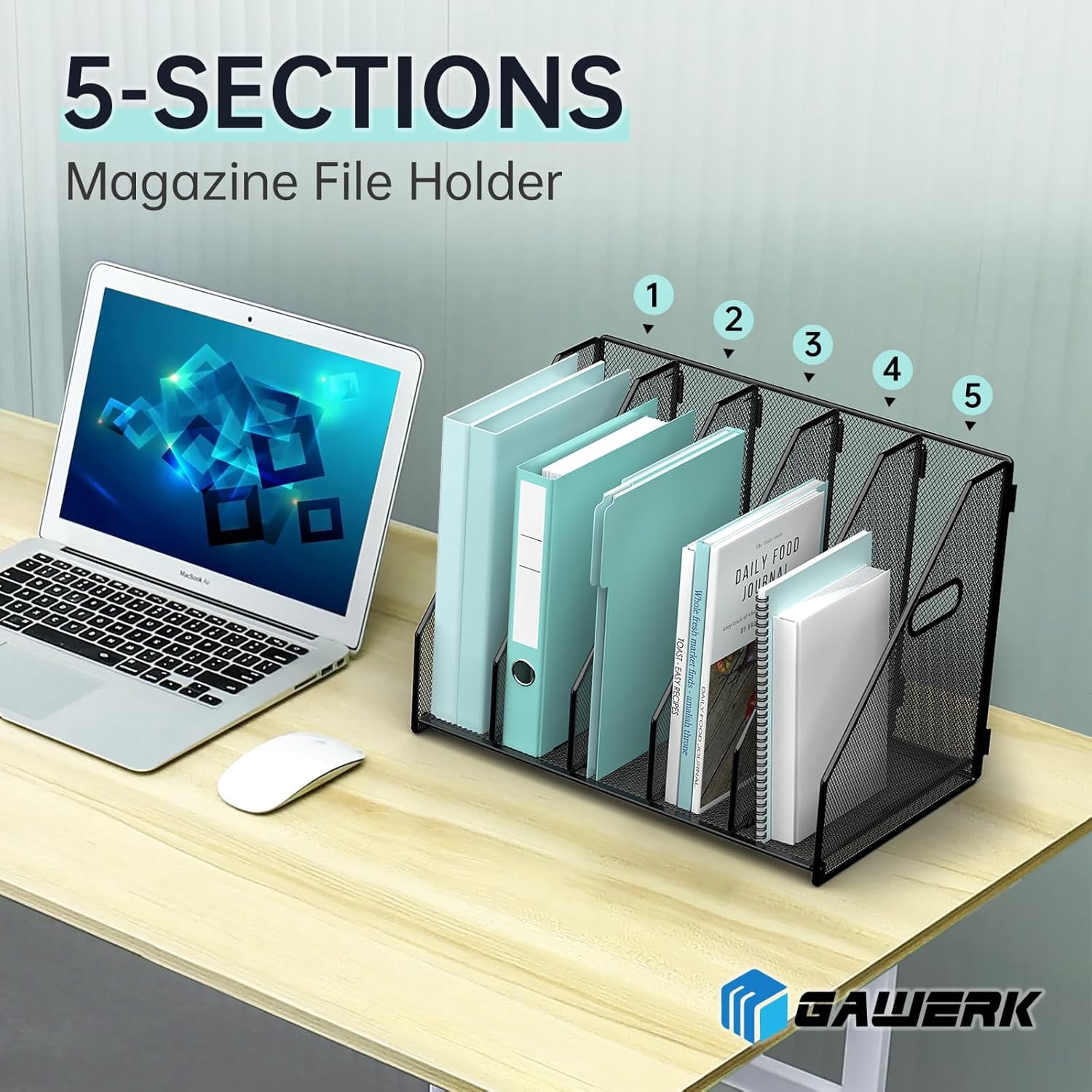 Office File Store Rack Gawerk 5 Section File Sorter Folder Holder Desk Organizer Office Rack ...