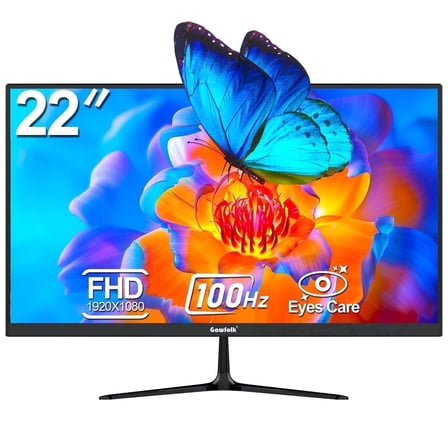 Gawfolk 22" Inch Computer Monitor FHD 1080p 100Hz Ultra-Thin Bezel-less VA Display, HDMI VGA PC Monitor Home Office Movies