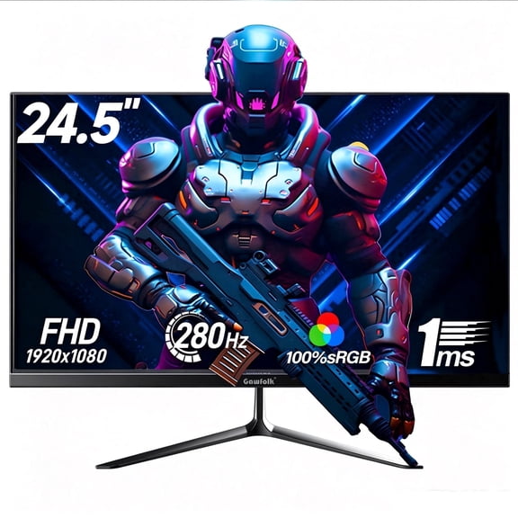 Gawfolk 24.5 Inch Curved Gaming Monitor 120Hz, Full HD 1080P, 3000R Curvature, Built-in Speakers, HDMI , VESA Mount 75x75mm
