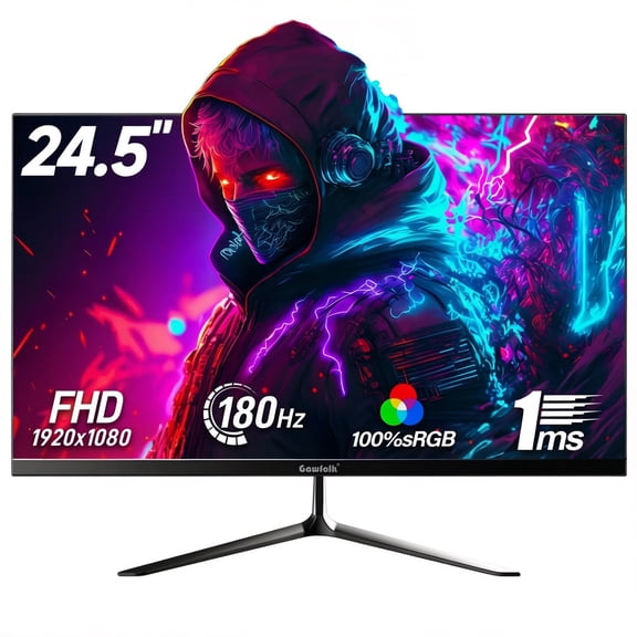 Gawfolk 24.5 inch Gaming Monitor 180hz/165hz FHD(1080P) Computer Monitors Black
