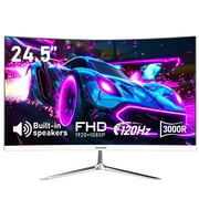 Gawfolk 24.5 Gaming Monitor Curved 1080P 120Hz with Built-in Speakers,Upports 75 75mm Wall Mount, Black