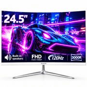 Gawfolk 24.5" Gaming Monitor Curved 1080P 120Hz with Built-in Speakers,Upports 75×75mm Wall Mount, Black